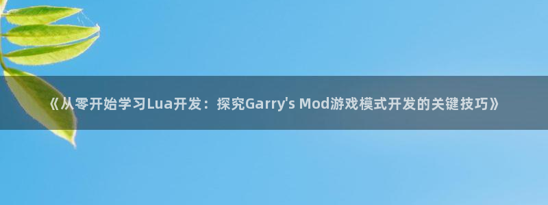 沐鸣2登录官方登录网站：《从零开始学习Lua开发：探究Garry\'s Mod游戏模式开发的关键技巧》